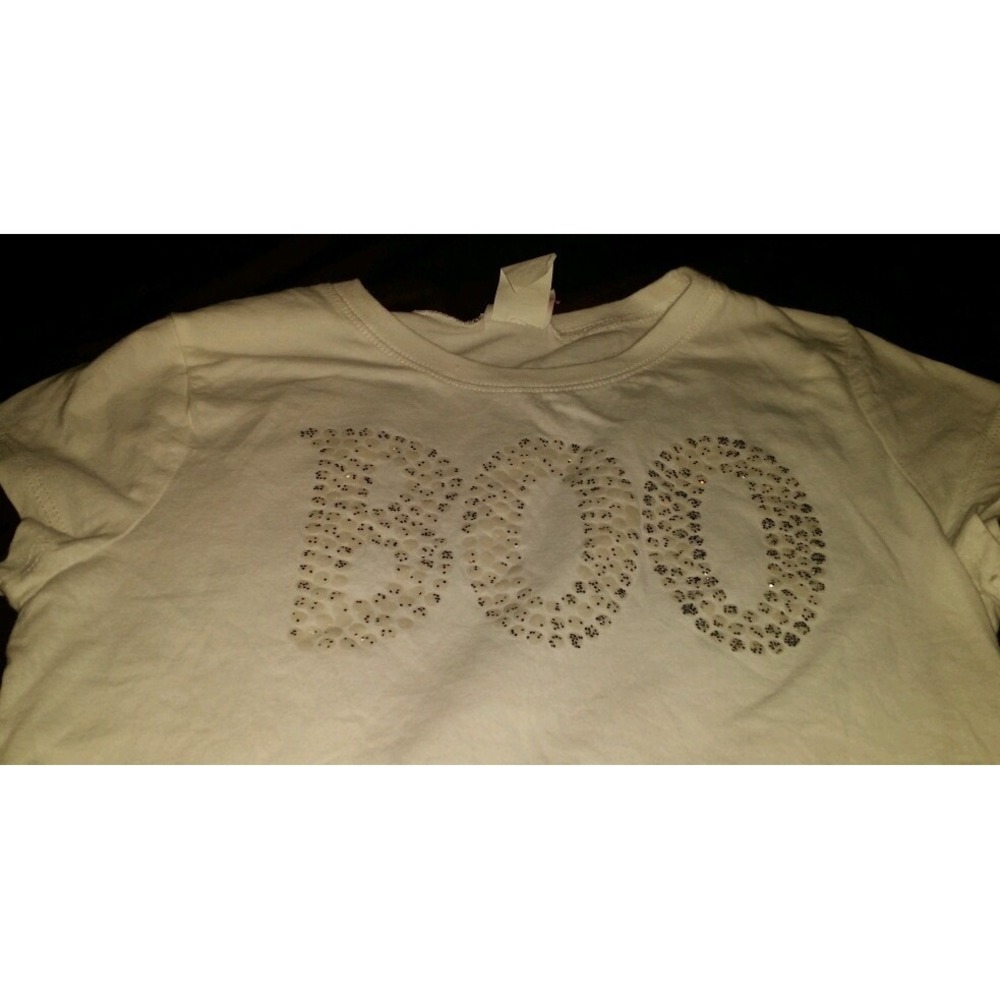 RANSOM GIRL SEQUIN "Boo" halloween TOP White GIRLS XLARGE 14‎